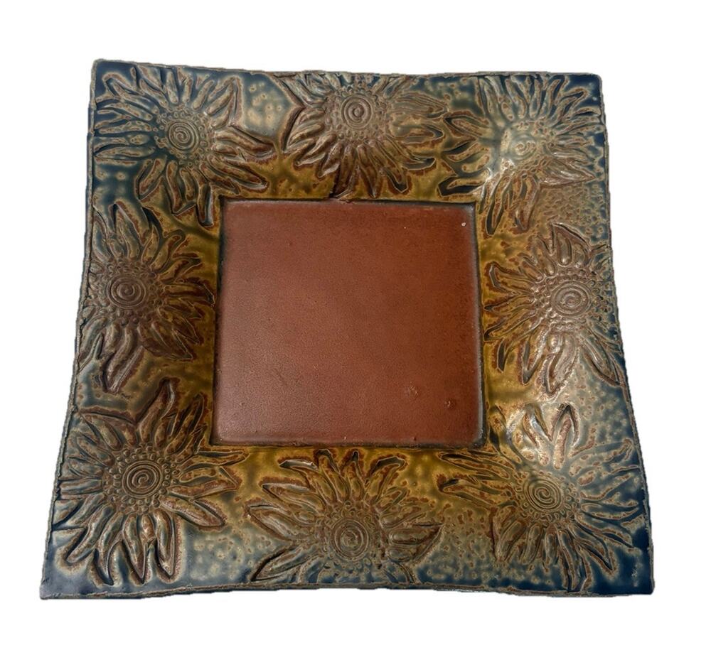 Studio Pottery by Gloria Sanger, Square Tray Appetizer Serving Dish 10”